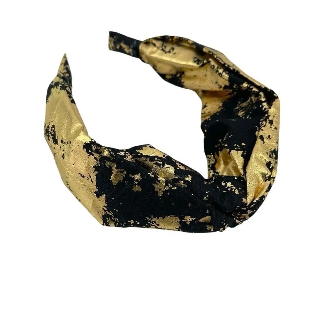 Black Gold Statement Headband Twist Knot Wide Glam Metallic Hair Accessory New